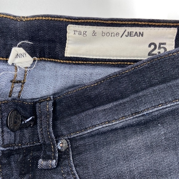 RAG & BONE Mid-Rise Skinny Black Rae Dark Wash Cotton Blend Jeans Size 25 - Picture 9 of 11